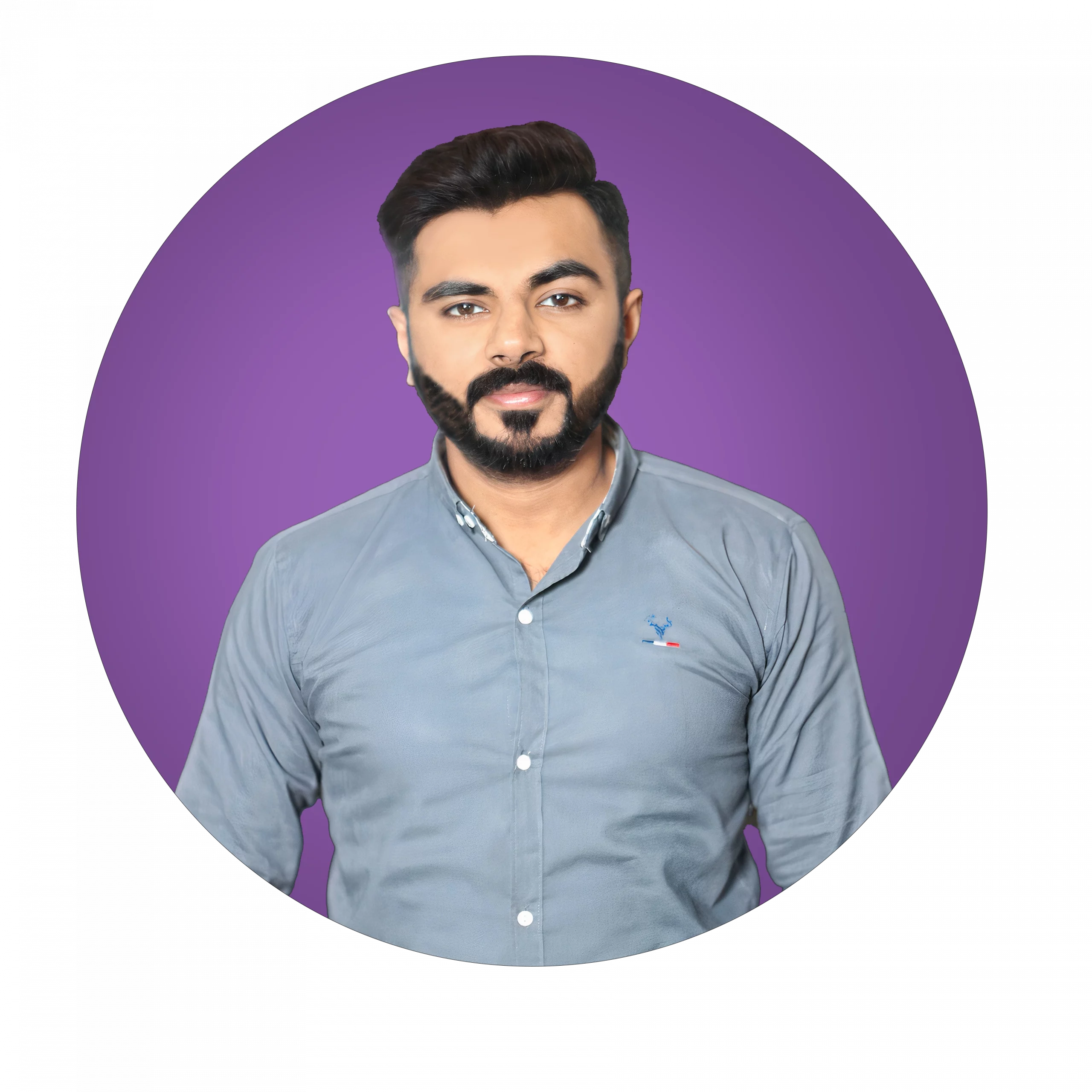 An image of a man with a purple background.