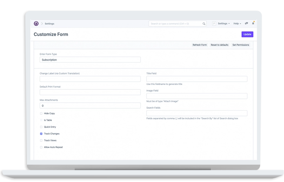 Live customization features in ERP software POS.
