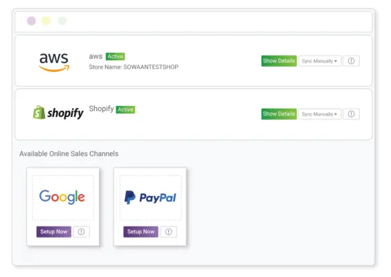 Multi-channel integration for inventory management software.