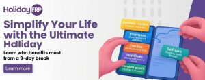 This advertisement promotes a service that helps various groups optimize their time off work for better well-being.